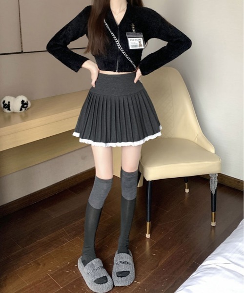 スカート レース パイピング ミニ プリーツ : ZOZOTOWN Yahoo!店