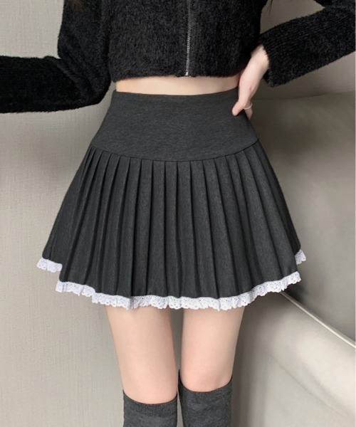 スカート レース パイピング ミニ プリーツ : ZOZOTOWN Yahoo!店