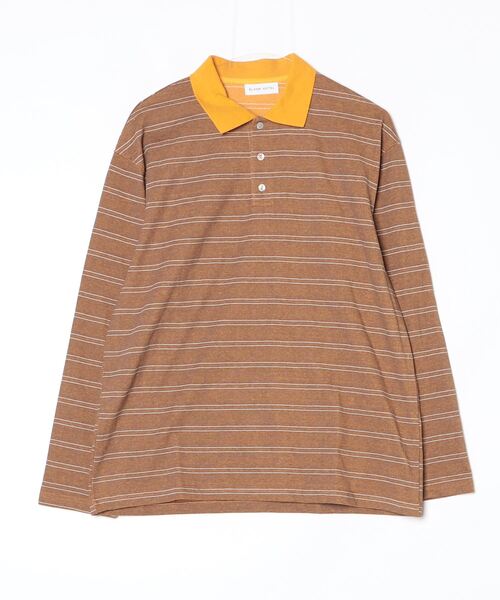 BLANK HOTEL ポロシャツ Contrast Collar Stripe Long Sleeve Polo