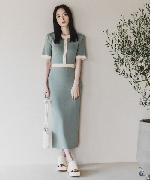 「Andemiu」 半袖ワンピース FREE グレー レディース_画像4
