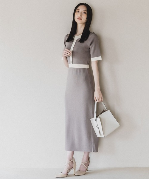 「Andemiu」 半袖ワンピース FREE グレー レディース_画像7
