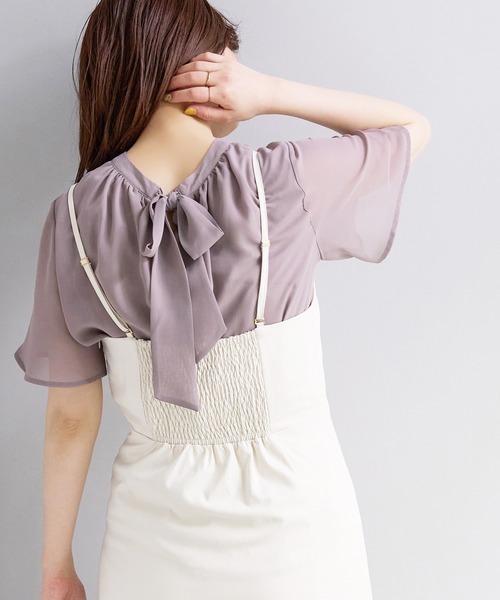 「natural couture」 半袖ブラウス FREE ネイビー レディース_画像8