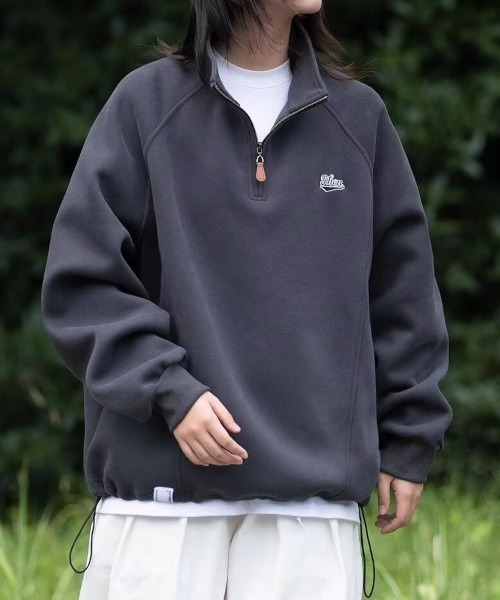 B.I.D. トレーナー スウェット 「胸刺繍 ハーフジップオーバーサイズ