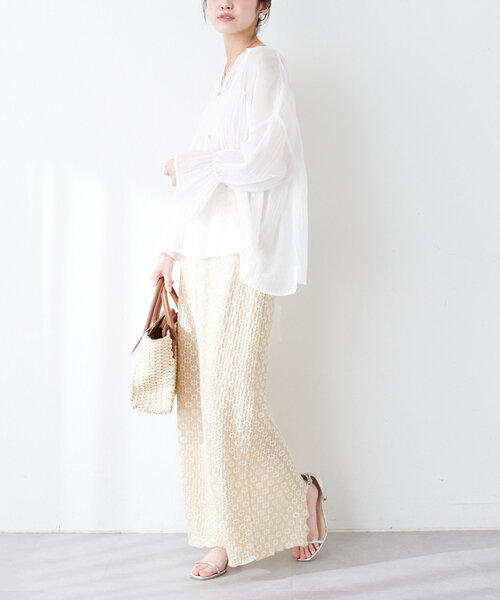 「natural couture」 長袖ブラウス FREE オフホワイト レディース_画像5