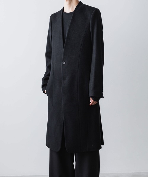 チェスターコート コート SINGLE CHARME NO-COLLAR COAT メンズの画像