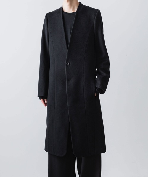 チェスターコート コート SINGLE CHARME NO-COLLAR COAT メンズの画像