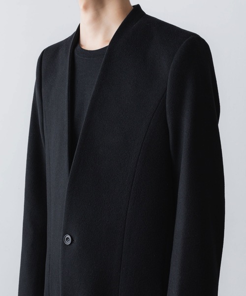 チェスターコート コート SINGLE CHARME NO-COLLAR COAT メンズの画像