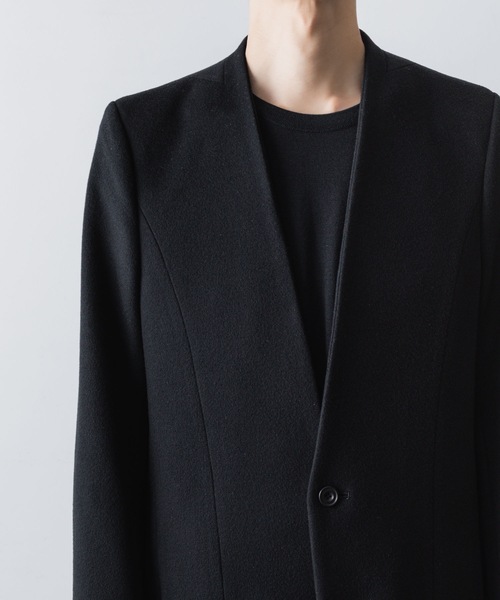 チェスターコート コート SINGLE CHARME NO-COLLAR COAT メンズの画像