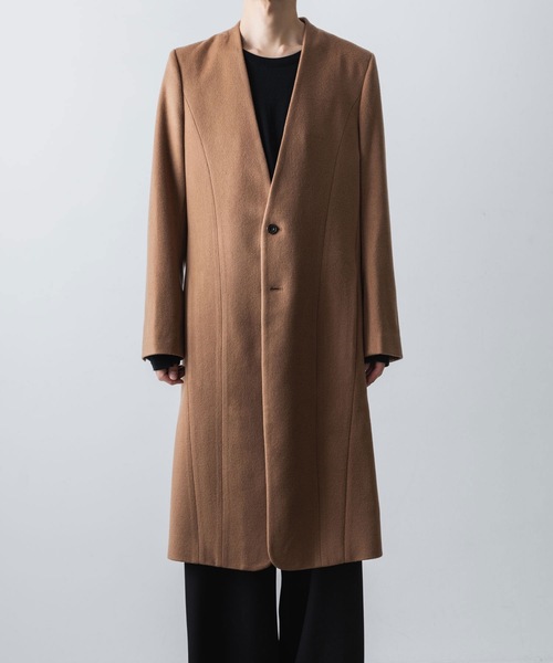 チェスターコート コート SINGLE CHARME NO-COLLAR COAT メンズの画像