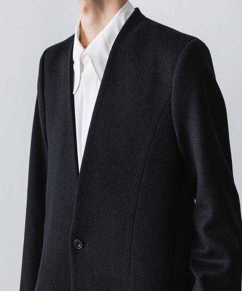 チェスターコート コート SINGLE CHARME NO-COLLAR COAT メンズの画像
