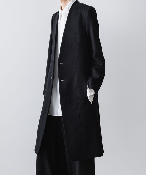 チェスターコート コート SINGLE CHARME NO-COLLAR COAT メンズの画像