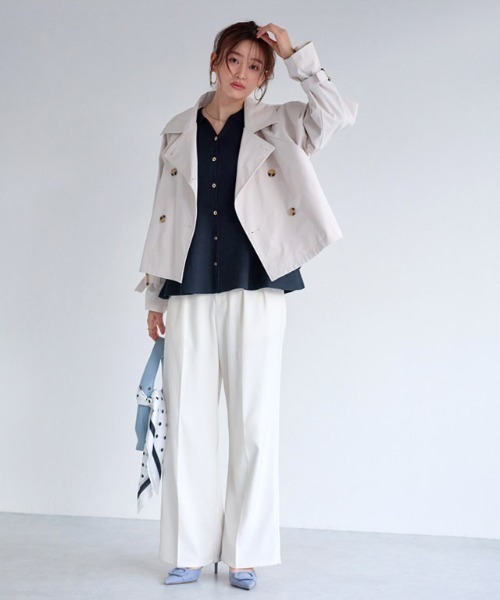 Pierrot（ピエロ） カーディガン 襟付きVネックぺプラムカーディガン