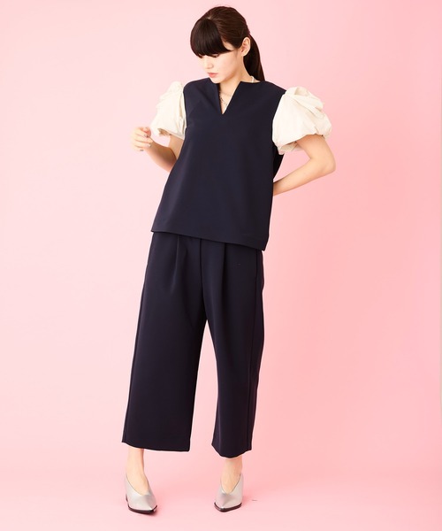 Ranerrh（ラネリ） ブラウス シャツ 「NAVY」バルーンスリーブブラウス 