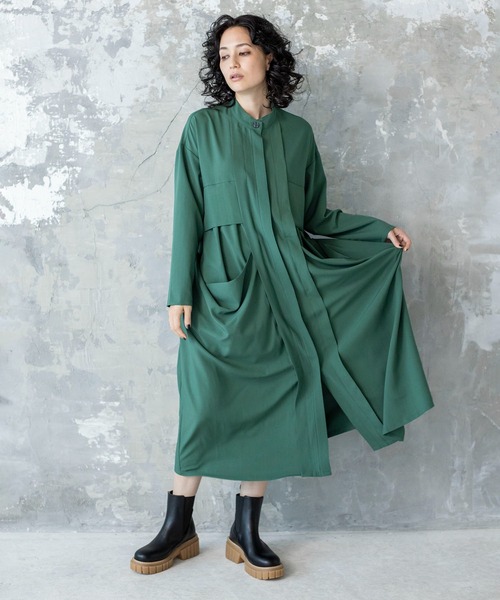 「OSMOSIS」 長袖ワンピース ONE SIZE ブラック レディース_画像4