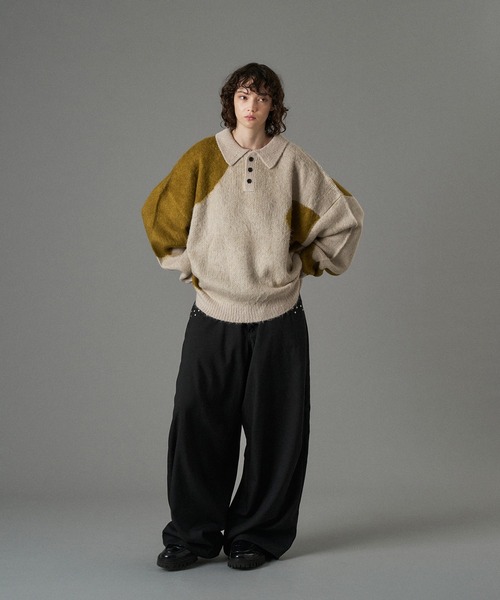 「ONCILY」 長袖ニット LARGE ネイビー メンズ_画像4