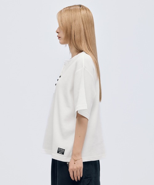 ヘンリーネック tシャツ シルバーボタンヘンリーネックサーマル