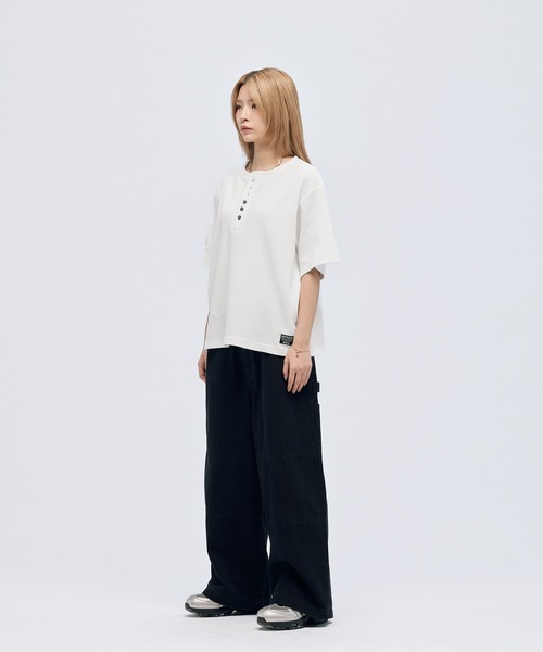 ヘンリーネック tシャツ シルバーボタンヘンリーネックサーマル