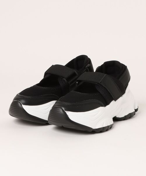 「Shoes in Closet」 フラットサンダル S ブラック×ホワイト レディース_画像3