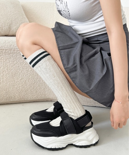 「Shoes in Closet」 フラットサンダル S ブラック×ホワイト レディース_画像7