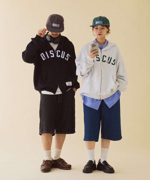 「DISCUS」 ジップアップパーカー MEDIUM グレー レディース_画像2