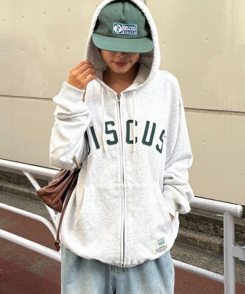 「DISCUS」 ジップアップパーカー MEDIUM グレー レディース_画像3