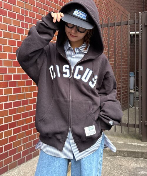 「DISCUS」 ジップアップパーカー MEDIUM グレー レディース_画像5