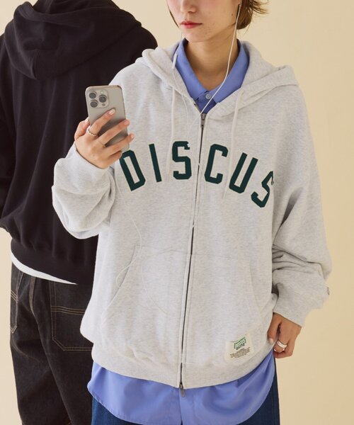 「DISCUS」 ジップアップパーカー MEDIUM グレー レディース_画像9