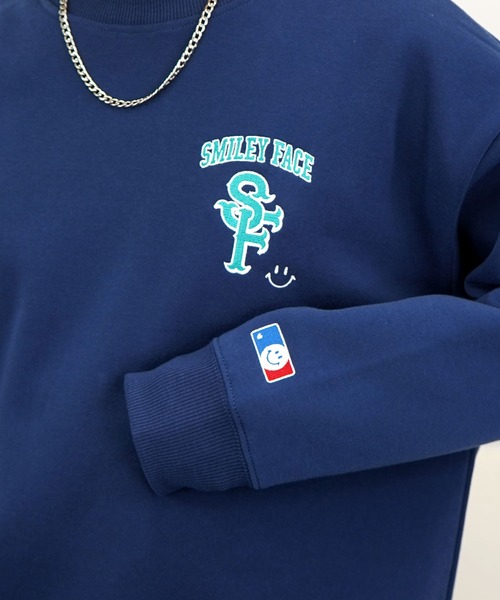「SMILEY FACE」 長袖Tシャツ L ネイビー メンズ_画像9