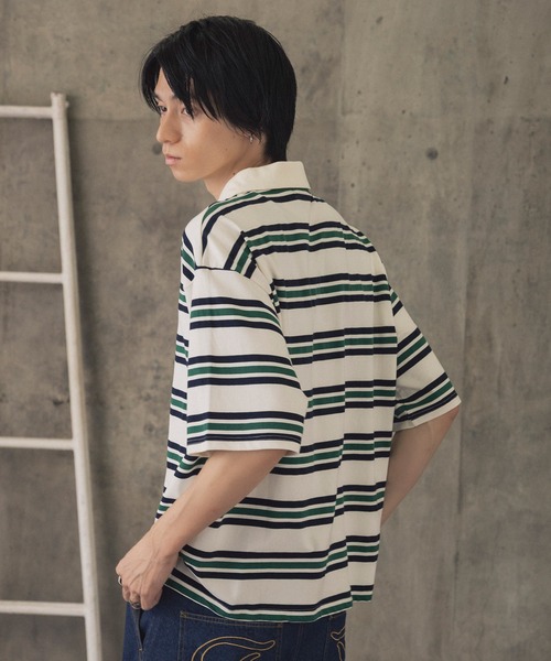 ポロシャツ 半袖 折り返しボーダーポロシャツ / TURNED BORDER POLO