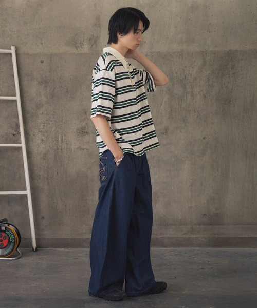 ポロシャツ 半袖 折り返しボーダーポロシャツ / TURNED BORDER POLO