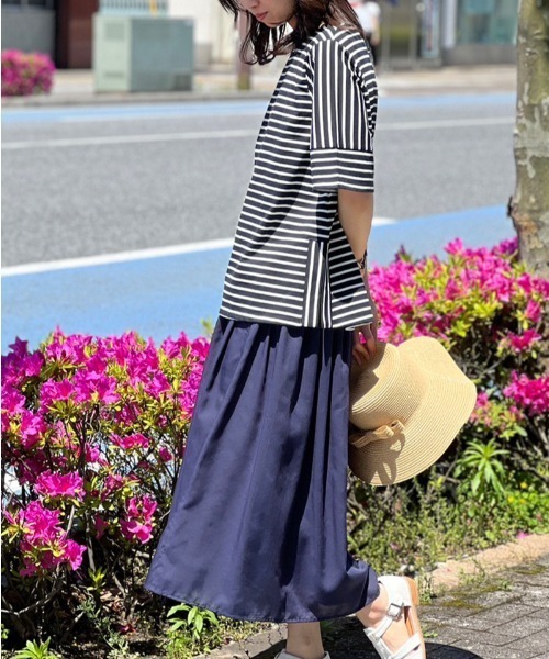 「MB mint breeze」 7分袖カットソー 5L オフホワイト レディース_画像3