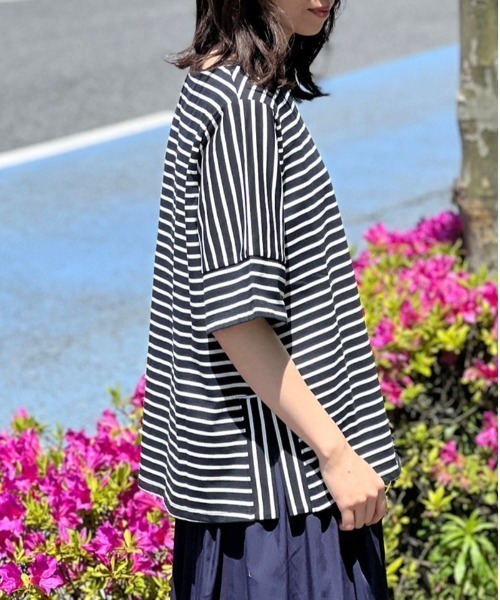 「MB mint breeze」 7分袖カットソー 5L オフホワイト レディース_画像4