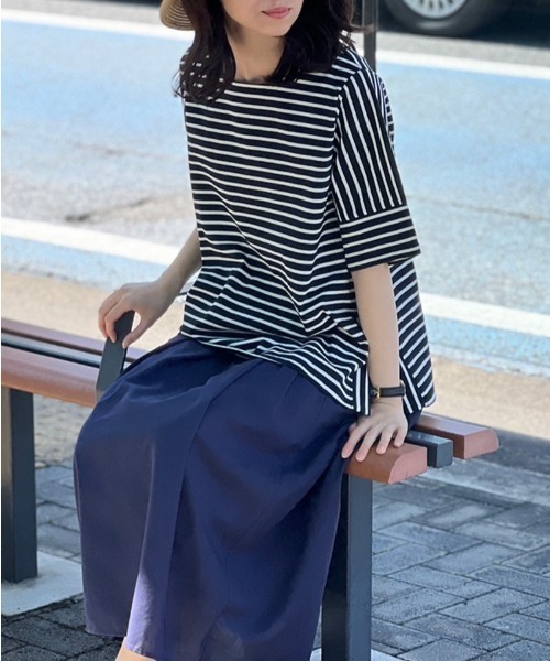 「MB mint breeze」 7分袖カットソー 5L オフホワイト レディース_画像5