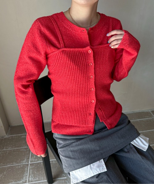 「PILIT」 ニットアンサンブル MEDIUM ブラウン レディース_画像2