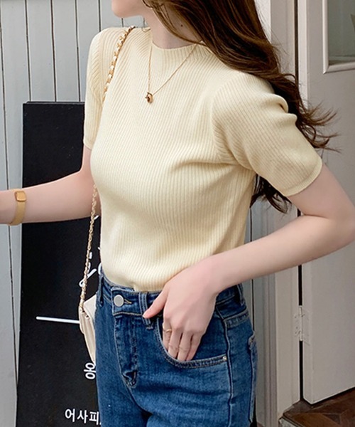 DIOR ハイネック 千鳥半袖ニット chiaro ニット セーター 千鳥ハイネックニット レディース