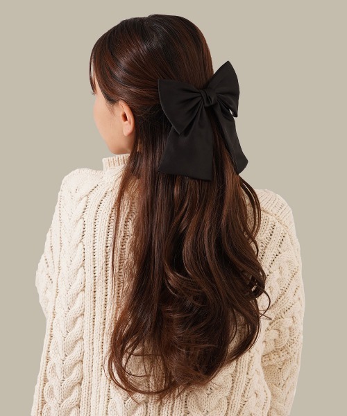 CEMO NEMO（セモネモ） ヘアクリップ サテン ロングリボン バレッタ