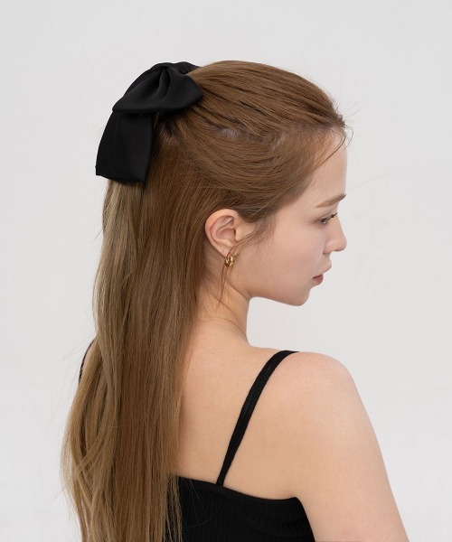 CEMO NEMO（セモネモ） ヘアクリップ サテン ロングリボン バレッタ