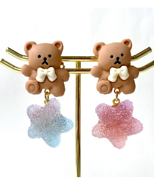 TONE イヤリング 「MUURABBTI」くまちゃんとお菓子星イヤリング