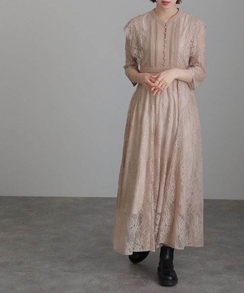 atlo ミモレ丈＆七分袖結婚式フォーマルオケージョンドレス M atlo ドレス ミモレ丈＆七分袖フォーマルシアーセレモニー結婚式