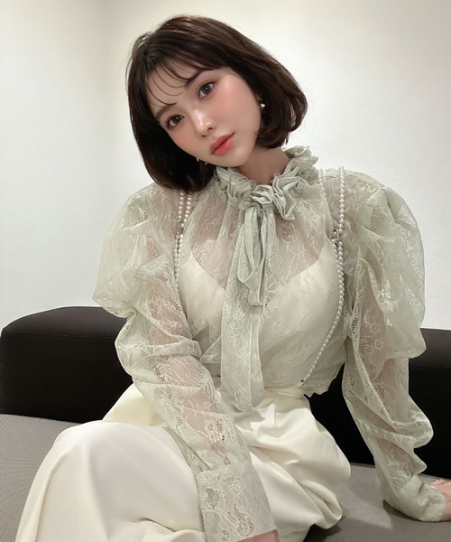 eimy istoire - レースボウタイフリルブラウス エイミーイストワール eimy istoire レースボウタイフリル