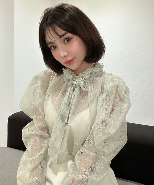 eimy istoire - eimyistoire レースボウタイフリルブラウス エイミーイストワール eimy istoire レースボウタイフリル
