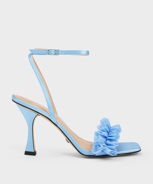 CHARLES ＆ KEITH サンダル ルーシュド メッシュリサイクル