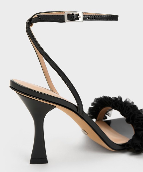 CHARLES ＆ KEITH サンダル ルーシュド メッシュリサイクル