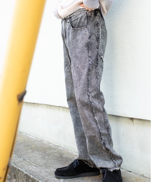 パンツ デニム ジーンズ 10ozデニム カットオフ サイド フリンジ  