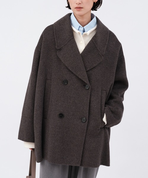 10%off中♡evernavy リバーPコート ダブルブレスト M 黒　極美品 evernavy ピーコート pコート ウールリバーPコート レディース