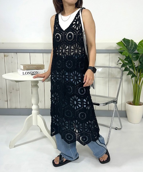CRB ワンピース クロシェ編ノースリロングワンピース : ZOZOTOWN Yahoo