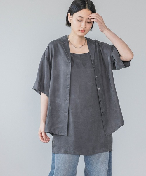 ブラウス シャツ キュプラカイキンシャツ_半袖 レディース