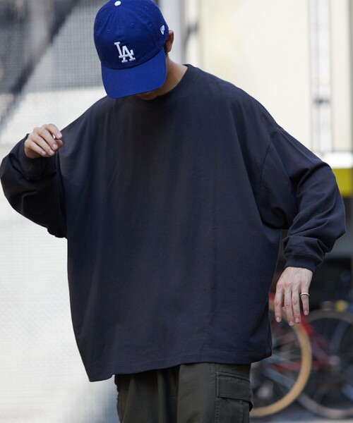 ホワイトローズ　ビッグシルエットTシャツ　ロングタウン ビッグシルエットパーカーロングTシャツ メンズ(M ホワイト