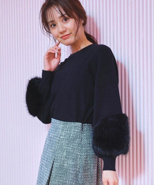 ニット セーター 「洗える」ファースリーブ ニットプルオーバー レディース Feroux ニット セーター 「洗える」ファースリーブ ニットプル