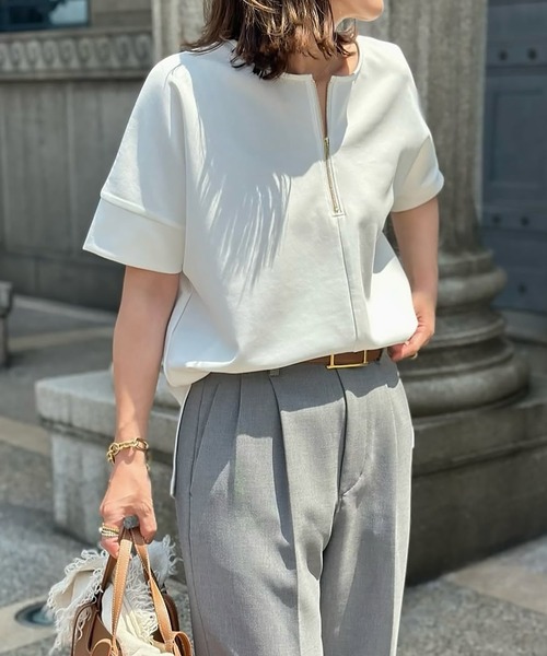 充実の品 Emma ライトダンボールジップキーネックドルマン tシャツ Taylor トップス